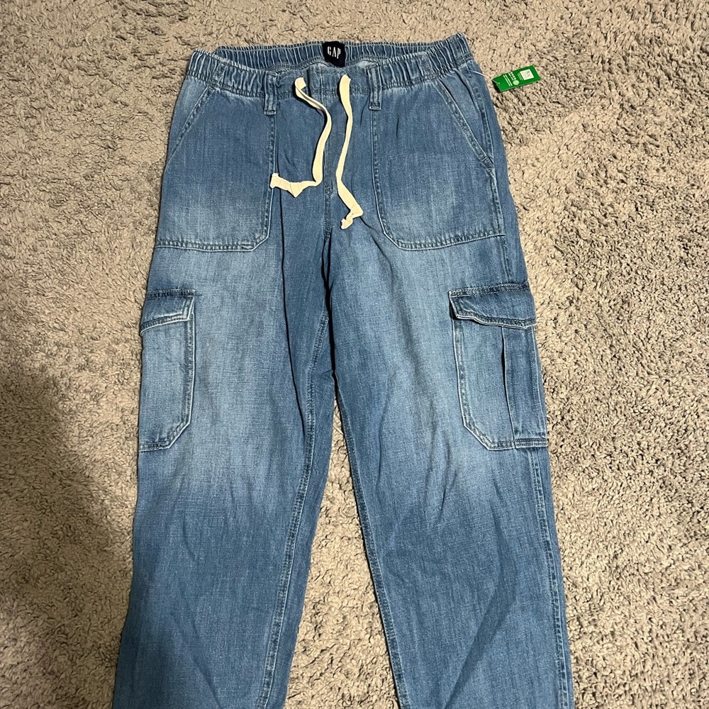 GAP Womens Blue Drawstring Cargo Pants size Large